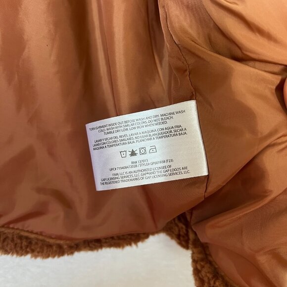 Gap Women's Sherpa Teddy Jacket Aragan Oil Brown Fall Neutral Fuzzy Gilmore Girl - Picture 11 of 15